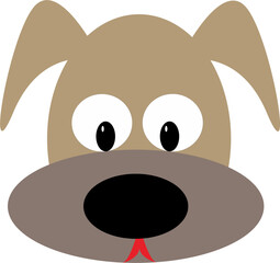 Vector illustration of dog head image, simple doodle of brown colored puppy head