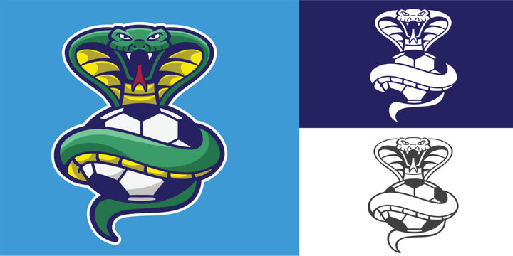 mascot snake with football good for logo, team logo, sport logo, sticker, etc