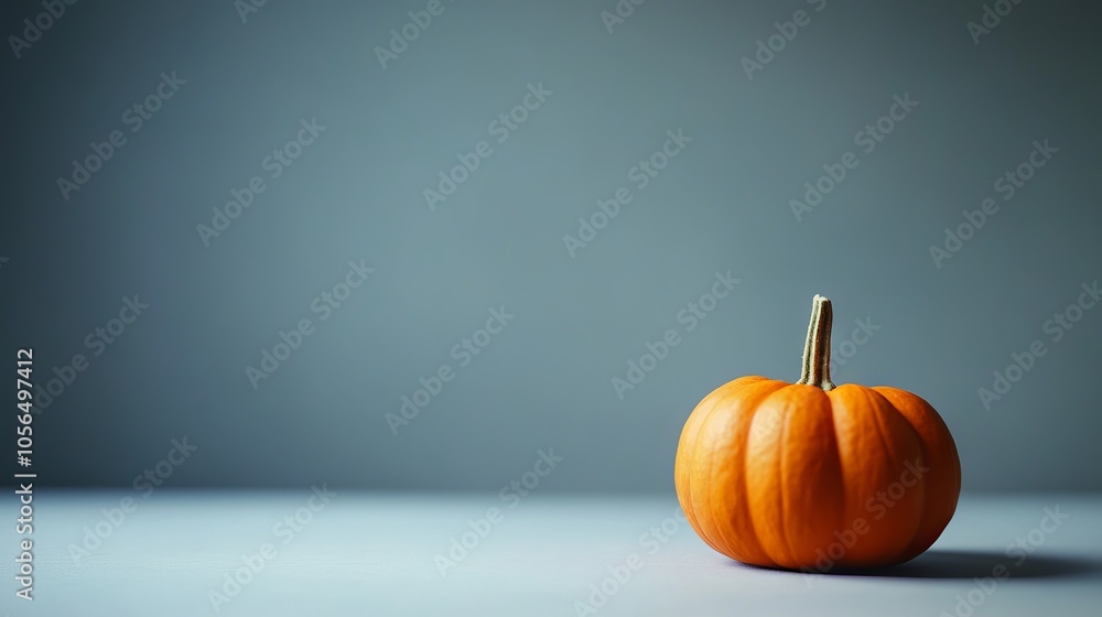 Poster plain background with a small pumpkin and space for a message.