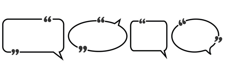 Obraz premium Quote box frame set. Texting quote boxes. Templates of texting black line quote frames for definition, remark, and citation design. Vector illustration. Text border collection. 888