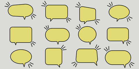 Obraz premium Empty speech bubble collection. White cartoon text box set. Comics chat message balloon pack for poster, label, tag, banner, badge, sticker. Pop art frame or border bundle eps 10.