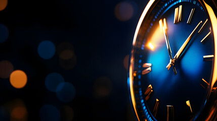 A blue clock with roman numerals showing the time as 10:30