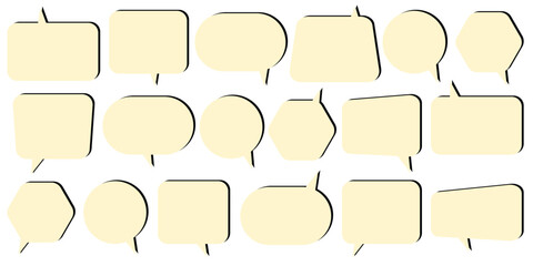 Quote box frame set. Blank quote boxes for text. Quotation bubble frame template with yellow background. Citation windows eps 10.