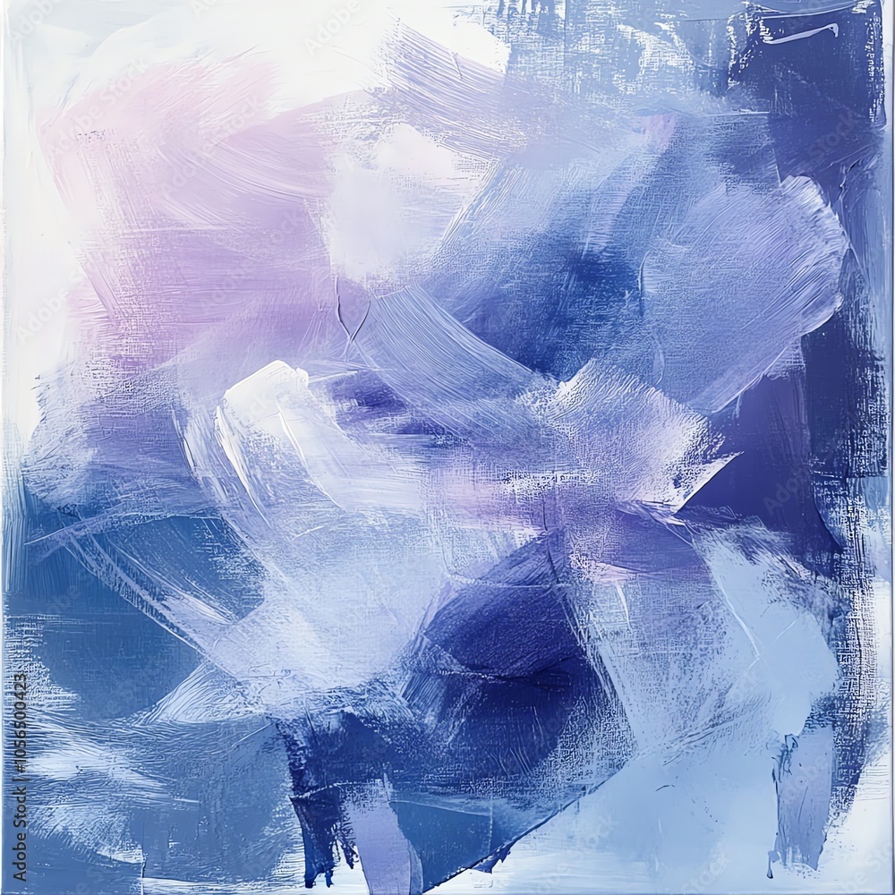 Aufkleber abstract painting with blue and purple hues, brushstrokes creating a dynamic and expressive composit