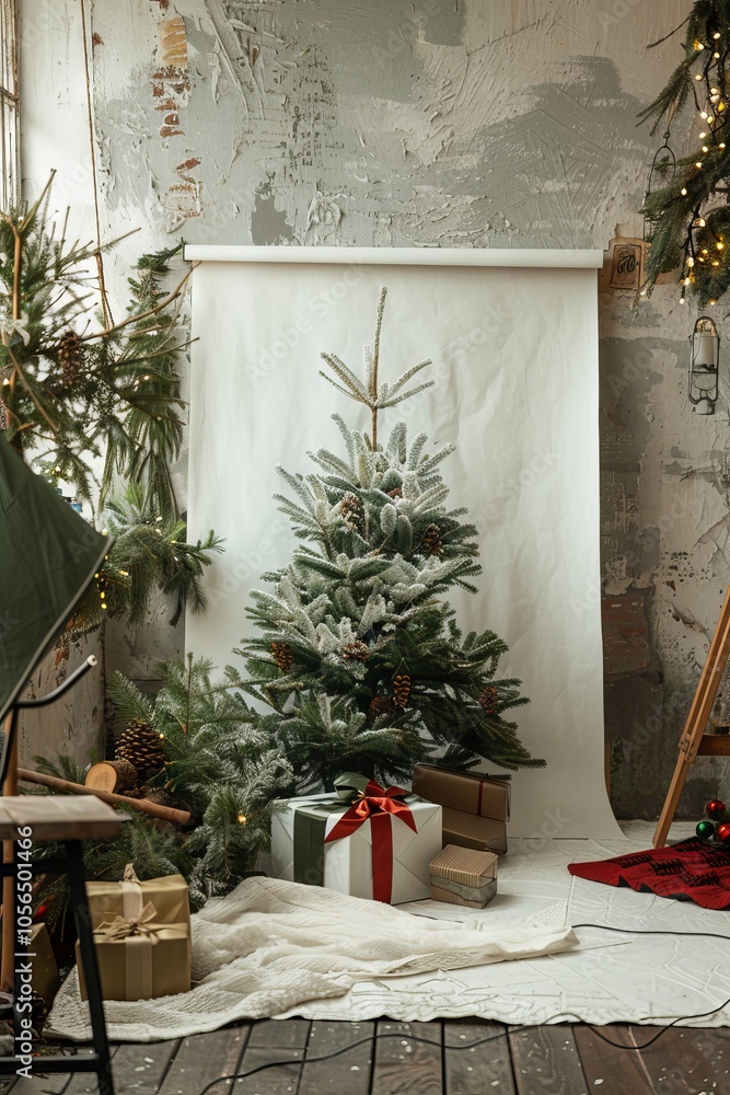 Poster simple holiday setup with empty space for adding promotional text or messages.