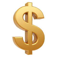 Glowing Gold Dollar Sign Isolated On transparent Background.