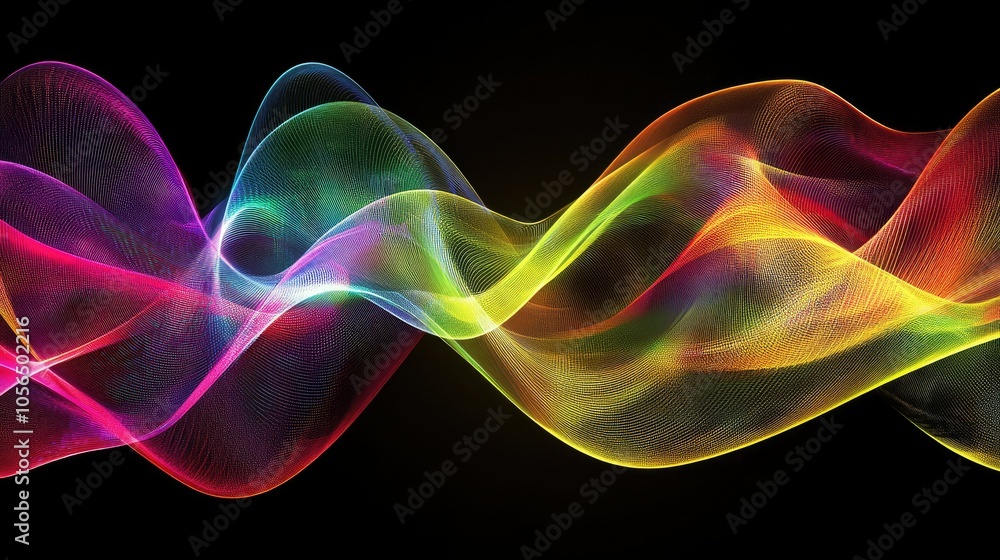Aufkleber a flowing wave of vibrant digital particles creating a sense of dynamic motion and futuristic energy