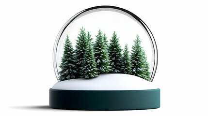 Snow Globe With Pine Trees  Winter Wonderland Scene  Christmas Ornament  Holiday Decoration