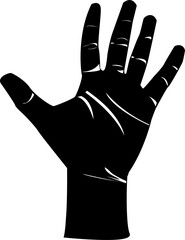 Black and white palm print vector illustration, finger math