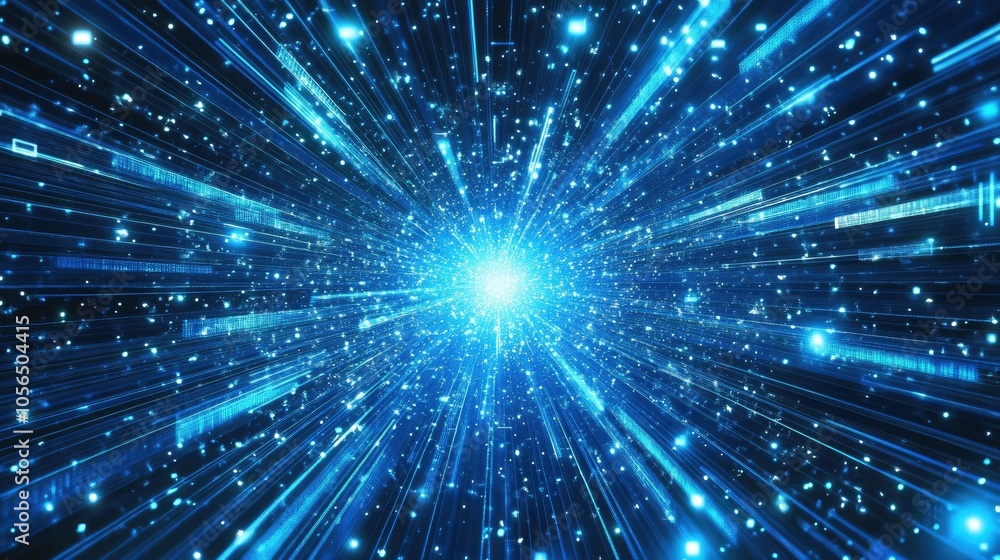 Poster abstract blue technology vector background, depicting connectivity and speed in cyberspace