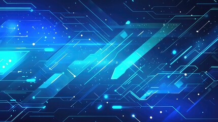 Obraz premium Blue abstract technology background with vector lines, futuristic and fast-paced cyberspace