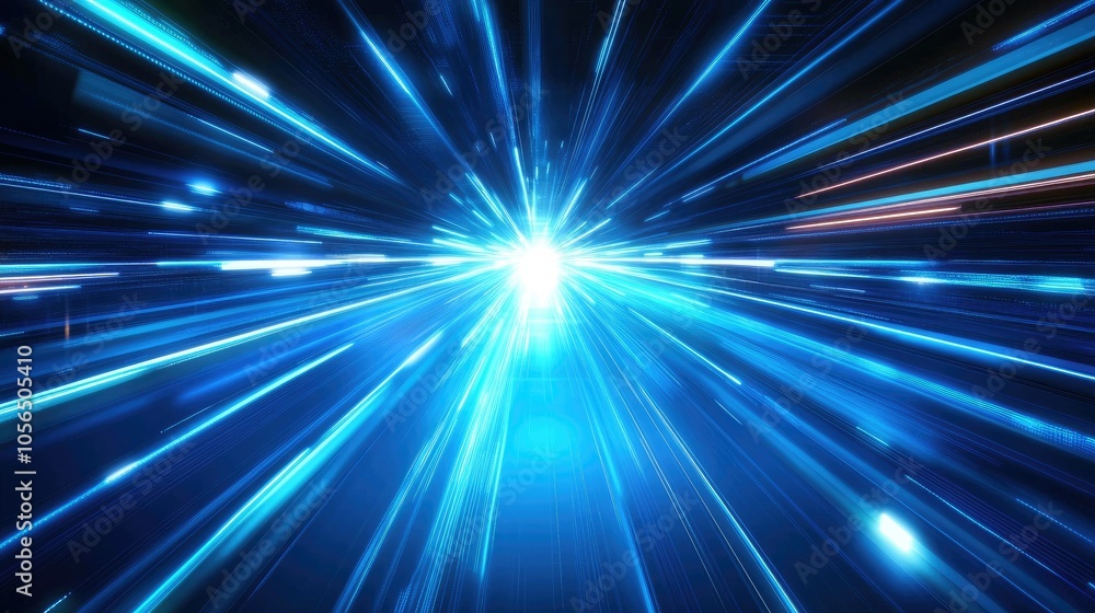 Poster blue tech background with vector lines, representing fast digital connections in cyberspace