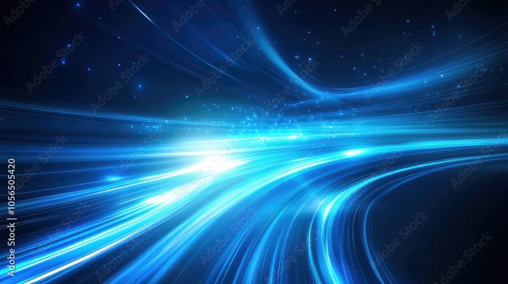 Poster blue tech background with vector lines, representing fast digital connections in cyberspace