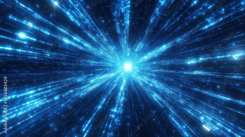 Poster blue tech background with vector lines, representing fast digital connections in cyberspace