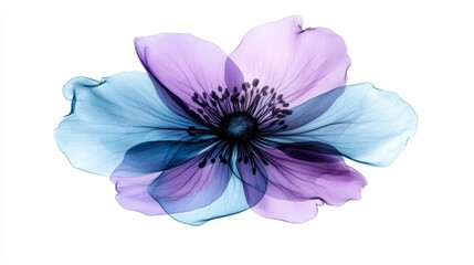 Abstract Flower with Purple and Blue Petals  X Ray Effect