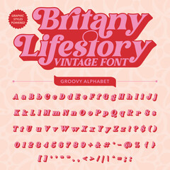 Britany Life story serif Groove Retro Vintage Display Bold Font alphabet.