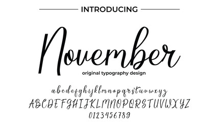 November Font Stylish brush painted an uppercase vector letters, alphabet, typeface