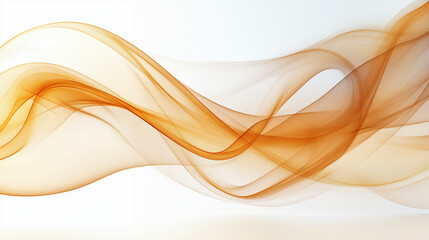 Abstract orange wave with flowing strands and soft light on white background
