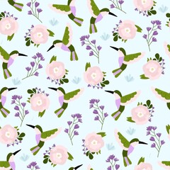 Foral hummingbird pattern