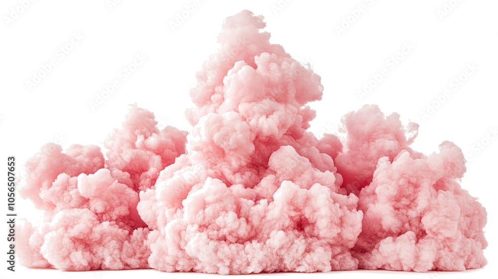 Poster collection of beautiful pink clouds on a transparent background generative ai