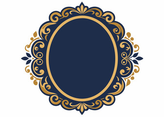 Oval vintage gold ornate frame, Isolated on white background 