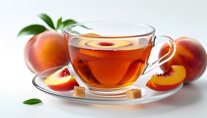 Peach tea on a white background