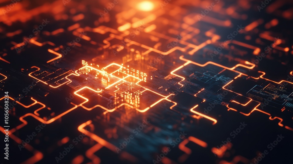 Aufkleber Futuristic puzzle pieces with tech connections, representing smooth API integration and data flow