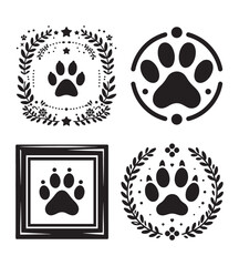 Pet footprint frame silhouette vector