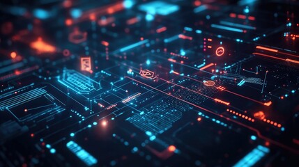 Fototapeta premium Generative AI solutions in a business setting, featuring icons for project management and data