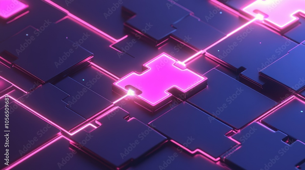 Poster Puzzle pieces connected by tech-inspired lines, representing seamless API and digital data flow