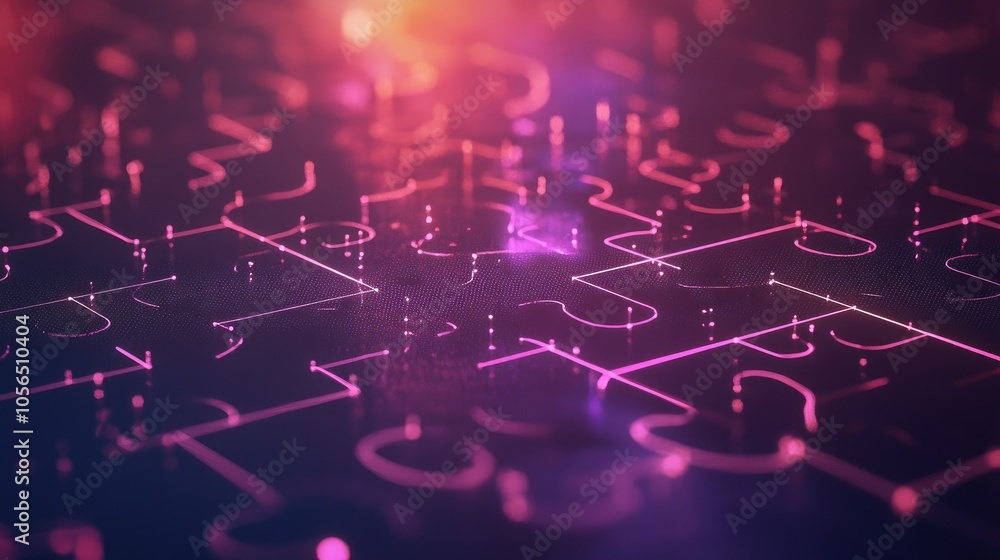 Poster Tech-inspired background with puzzle pieces and interconnected lines, symbolizing digital APIs