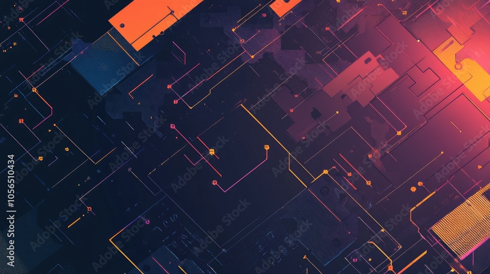 Fototapete tech-inspired background with puzzle pieces and interconnected lines, symbolizing digital apis