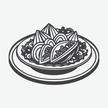 plate of food, black and white clip art preview