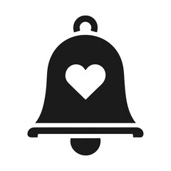 Black silhouette bell with love vector icon design