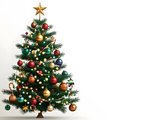 3D Christmas tree white background. 