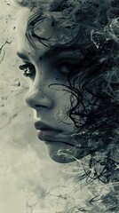 Fototapeta premium Abstract Portrait of a Woman in Black and White