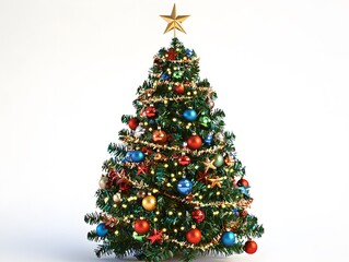 Fototapeta premium 3D Christmas tree white background. 