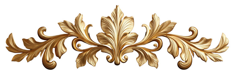Golden Ornate Design Element, Elegant Floral Scrollwork for Luxury Branding