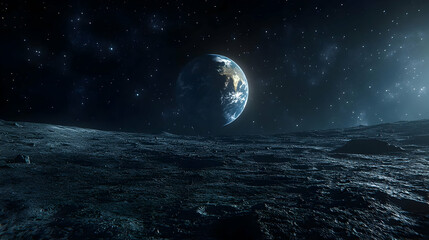 Earth From The Moon - Digital Illustration