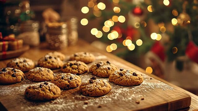 Christmas baking scene with a heatmap effect, warm colors on the freshly baked cookies and cooler tones on the untouched ingredients. . Video