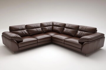 A modern brown leather L shaped sectional sofa ideal for contemporary living spaces and cozy family gatherings