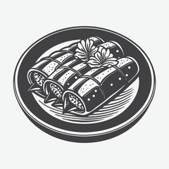 Enchiladas Silhouette Vector Illustration Isolated on White Background for Mexican Food Design Projects