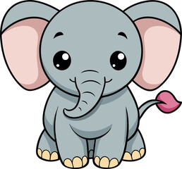 Cute Little Elephant vector art illustration eps