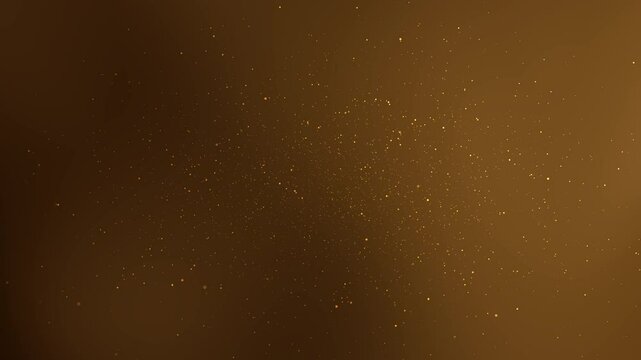 Abstract Golden Dust Particles on Dark Brown Background. A mesmerizing abstract background featuring a dark brown gradient with scattered golden dust particles. The sparkling, 