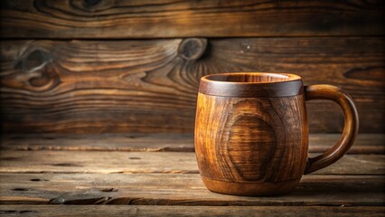 A rustic wooden coffee mug with a natural finish and earthy texture, rustic decor, natural wood