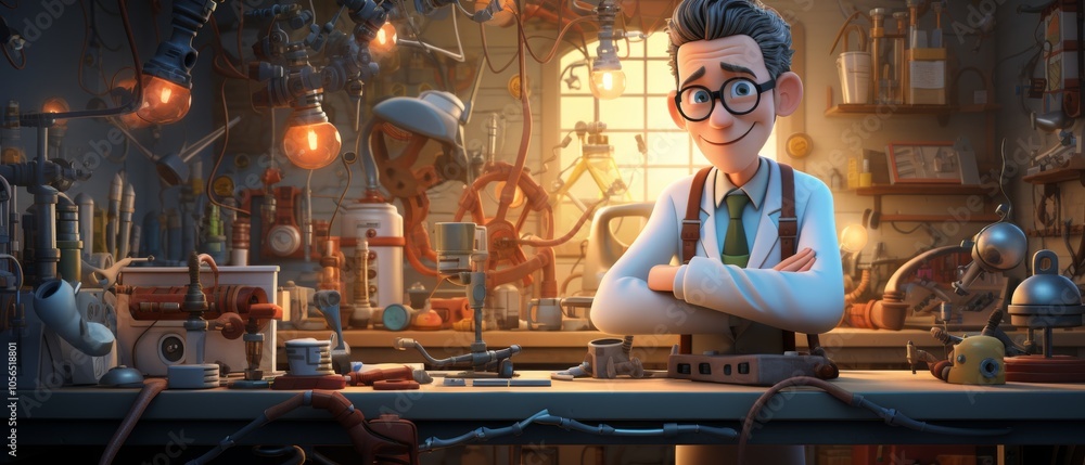 Poster inventor in a creative workshop setting