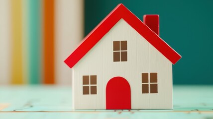A small wooden model house with a red roof, agreement or the buy home contracts with the estate property, home and life.
