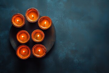 Minimalistic Diwali celebration with diyas