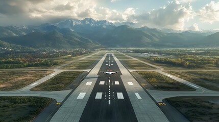 Fototapeta premium Airplane taking off from the airport. 
