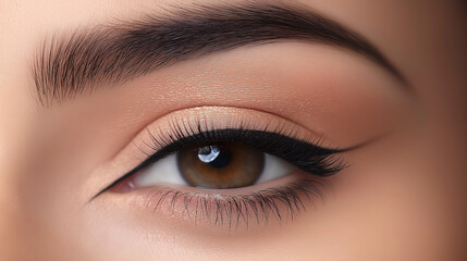 Obraz premium Soft Focus on Eye With Natural Liner Look, capturing a subtle, everyday eyeliner style with soft shadows